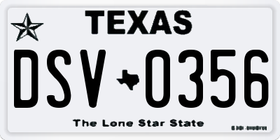 TX license plate DSV0356