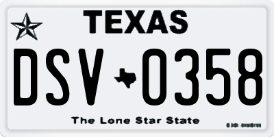 TX license plate DSV0358