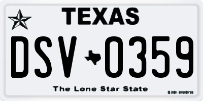 TX license plate DSV0359