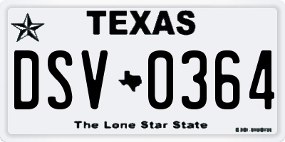 TX license plate DSV0364