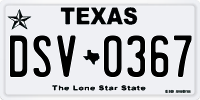 TX license plate DSV0367