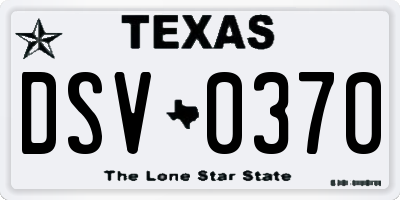 TX license plate DSV0370