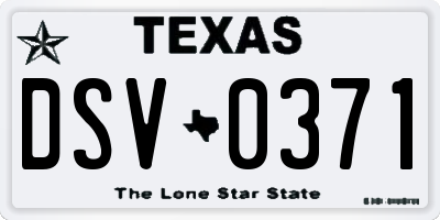 TX license plate DSV0371