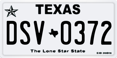 TX license plate DSV0372