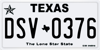 TX license plate DSV0376