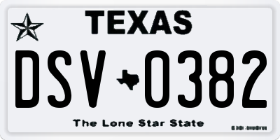 TX license plate DSV0382