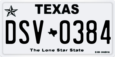 TX license plate DSV0384