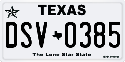 TX license plate DSV0385