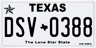 TX license plate DSV0388