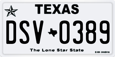 TX license plate DSV0389