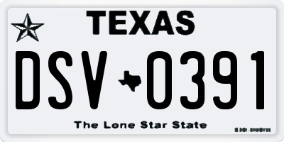 TX license plate DSV0391