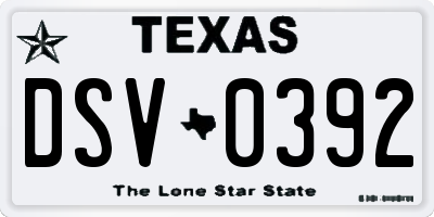 TX license plate DSV0392