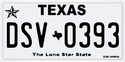 TX license plate DSV0393