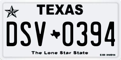 TX license plate DSV0394