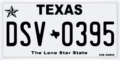 TX license plate DSV0395