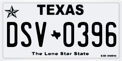 TX license plate DSV0396