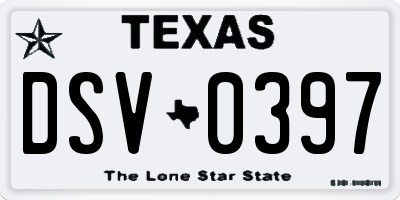 TX license plate DSV0397