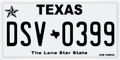 TX license plate DSV0399