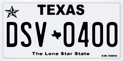 TX license plate DSV0400