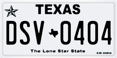 TX license plate DSV0404