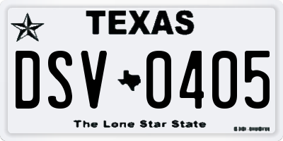 TX license plate DSV0405