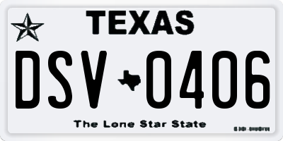 TX license plate DSV0406