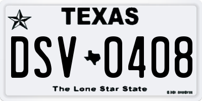 TX license plate DSV0408