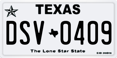 TX license plate DSV0409