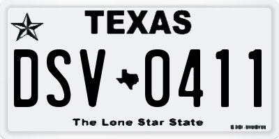 TX license plate DSV0411