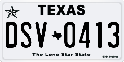 TX license plate DSV0413