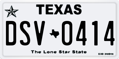 TX license plate DSV0414