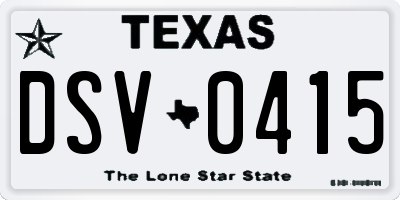 TX license plate DSV0415