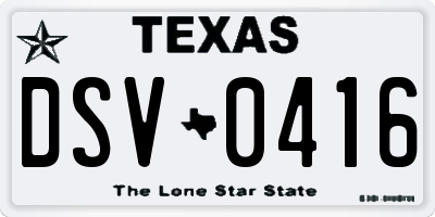 TX license plate DSV0416