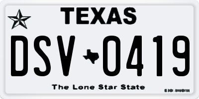TX license plate DSV0419