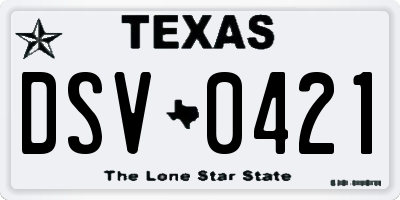 TX license plate DSV0421
