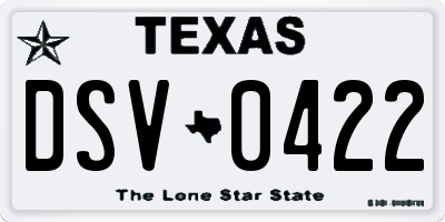 TX license plate DSV0422