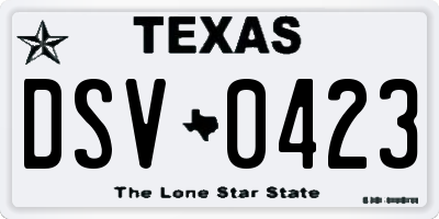 TX license plate DSV0423