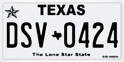 TX license plate DSV0424