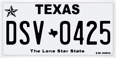 TX license plate DSV0425