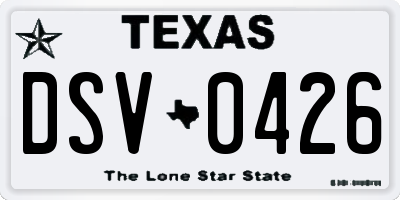TX license plate DSV0426
