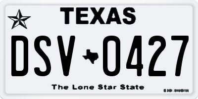 TX license plate DSV0427