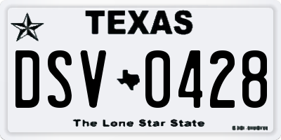 TX license plate DSV0428