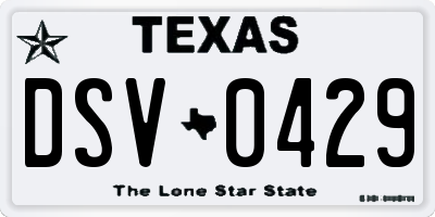 TX license plate DSV0429