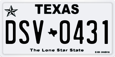 TX license plate DSV0431