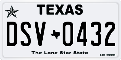 TX license plate DSV0432