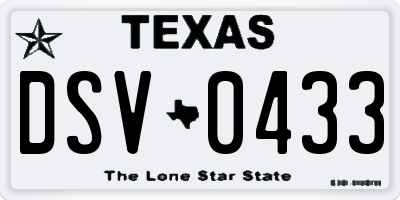 TX license plate DSV0433