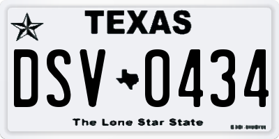 TX license plate DSV0434