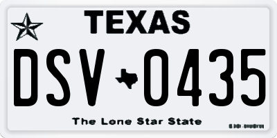 TX license plate DSV0435