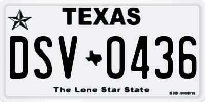 TX license plate DSV0436