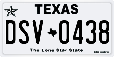TX license plate DSV0438